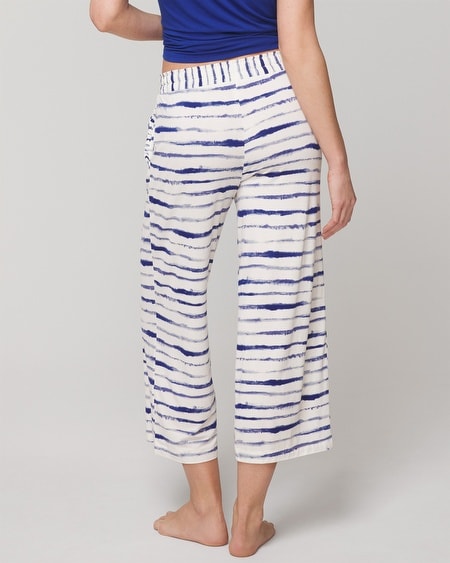 Shop Soma Women's Cool Nights Wide-leg Ruffle Cropped Pajama Pants In Blue Size 2xl |  In Cool Tie Dye Stripe Mblue