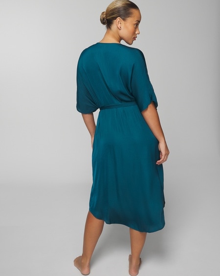 Shop Soma Women's Crinkle Satin Midi Robe In Teal Size Small/medium |  In Dark Harbour