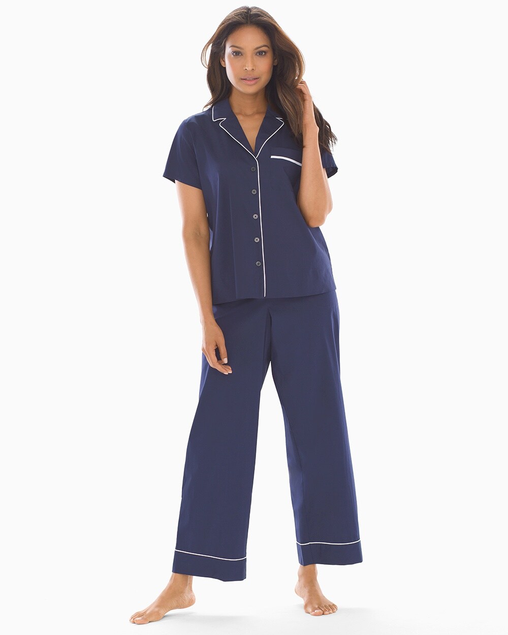 Cool Cotton Stretch Woven Pajama Pants Navy - Soma