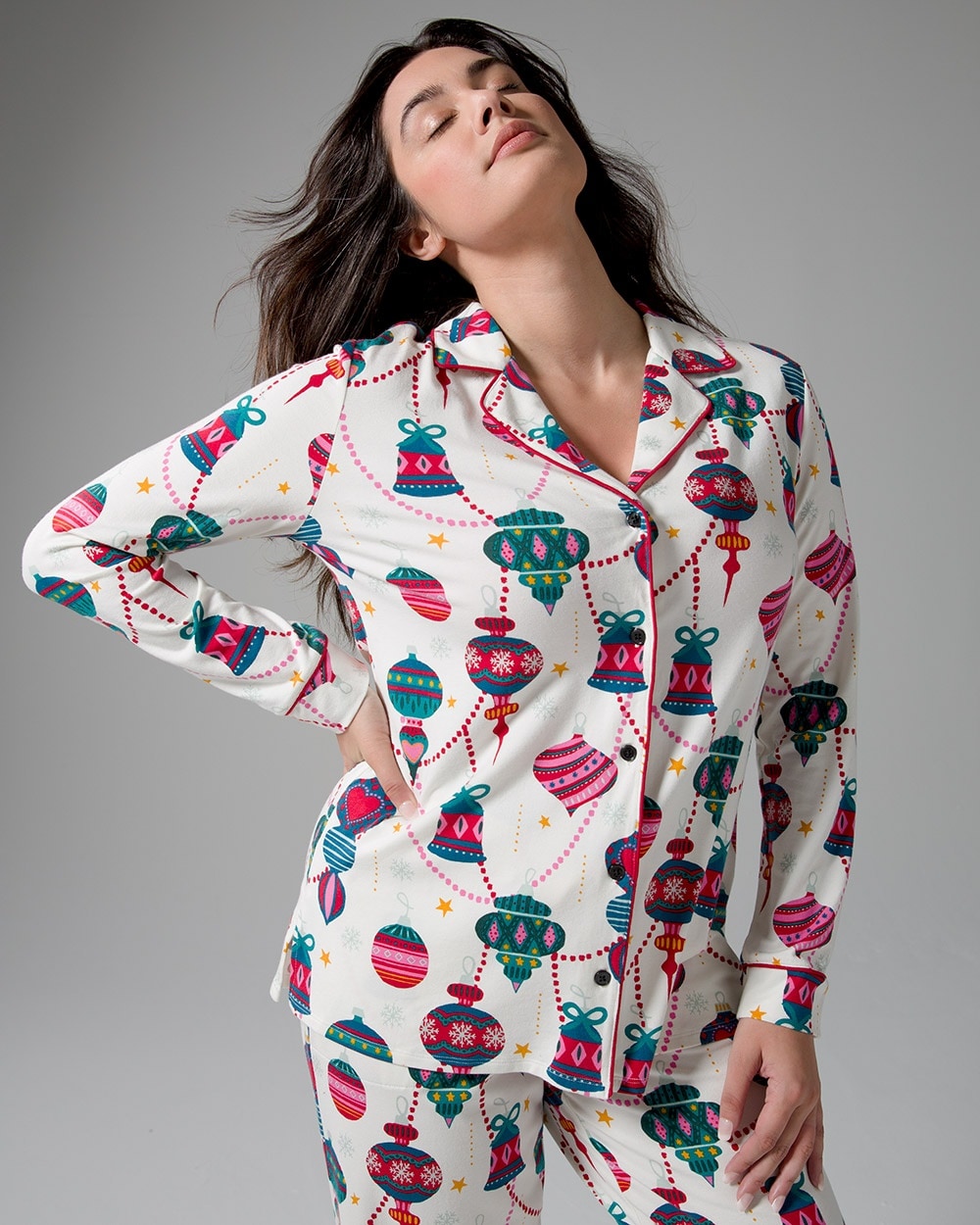 Embraceable Long Sleeve Notch Collar Pajama Top - Soma