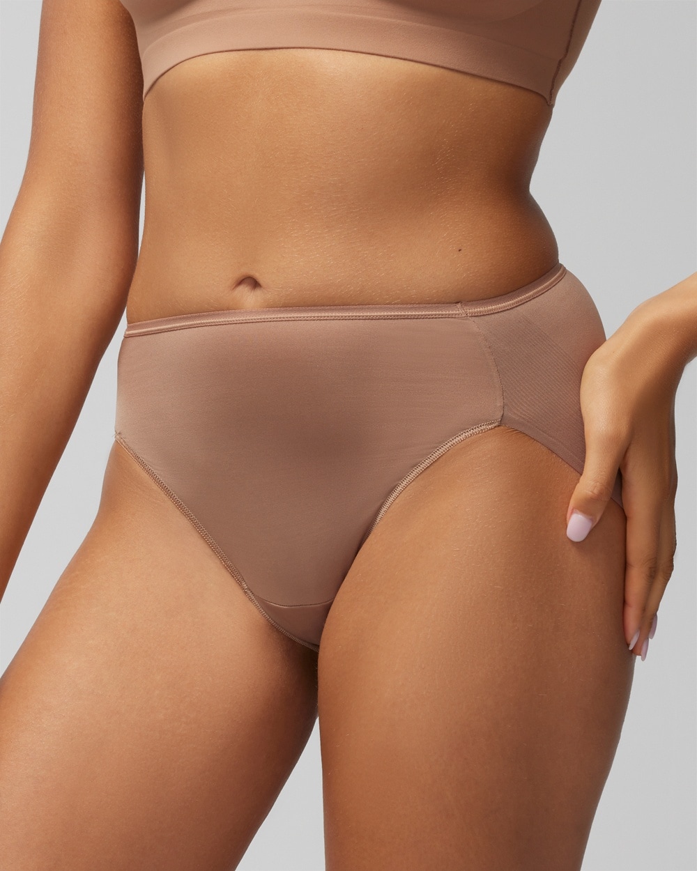 Soma Women's No Show Microfiber High-leg Underwear In Brown Size Large |  Vanishing Edge Panties