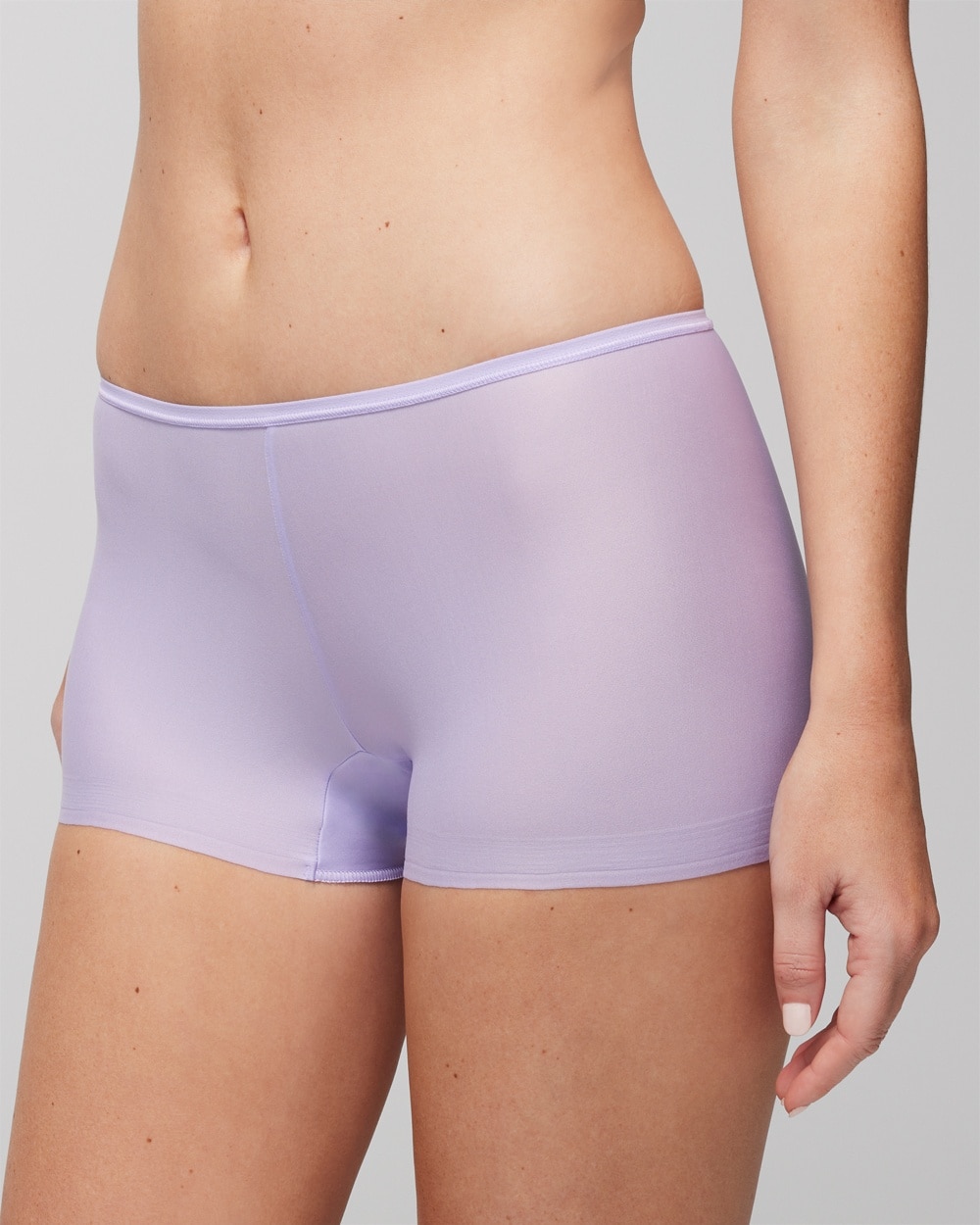 Soma Women's No Show Microfiber Boyshort Underwear In Lavender Size Medium |  Vanishing Edge Panties In Wild Lavender