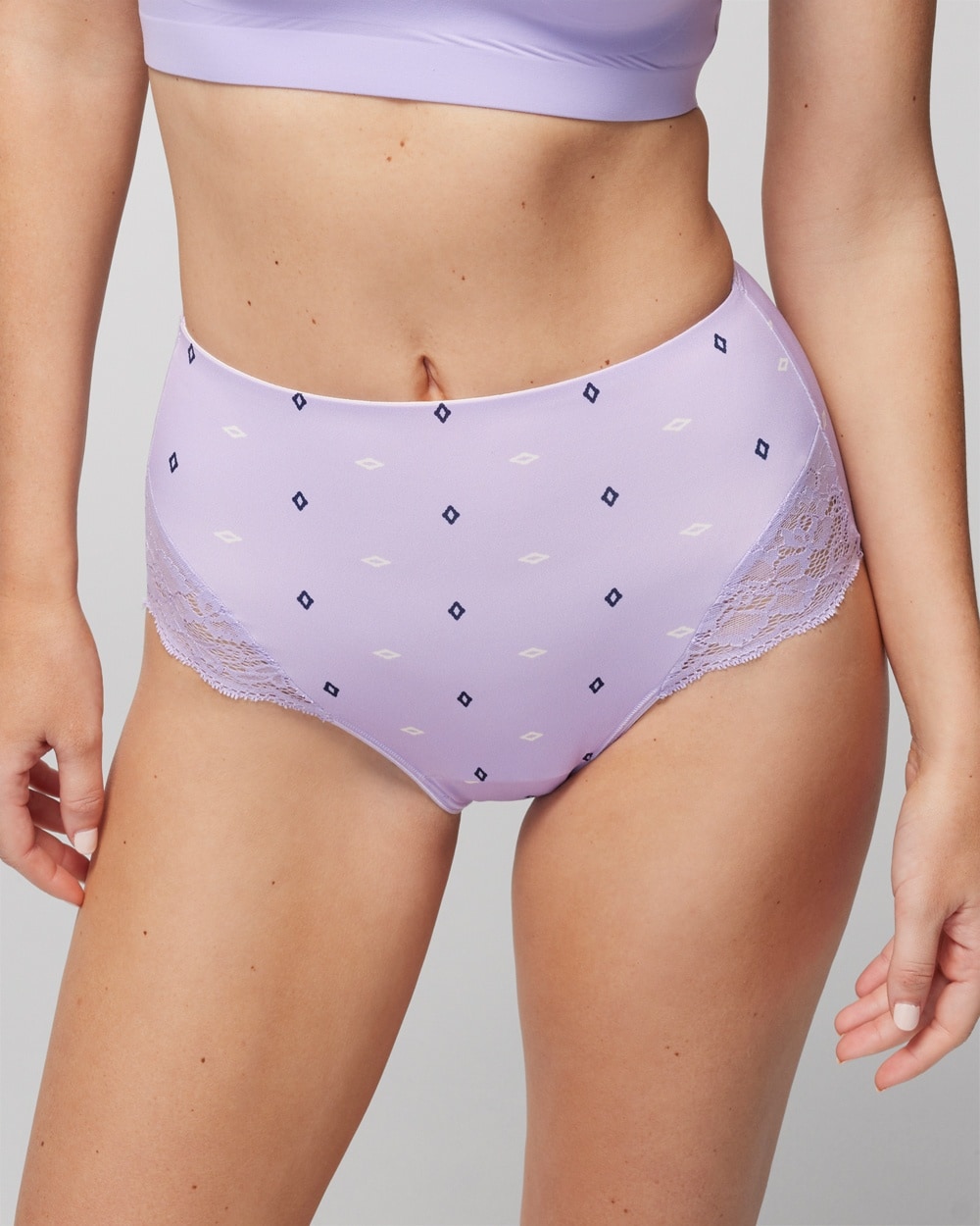 Soma Women's Vanishing Tummy Retro Brief With Lace Underwear In Navy Blue Size Xs |