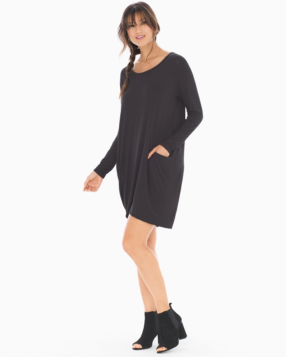 Long Sleeve Short Dress Black - Soma