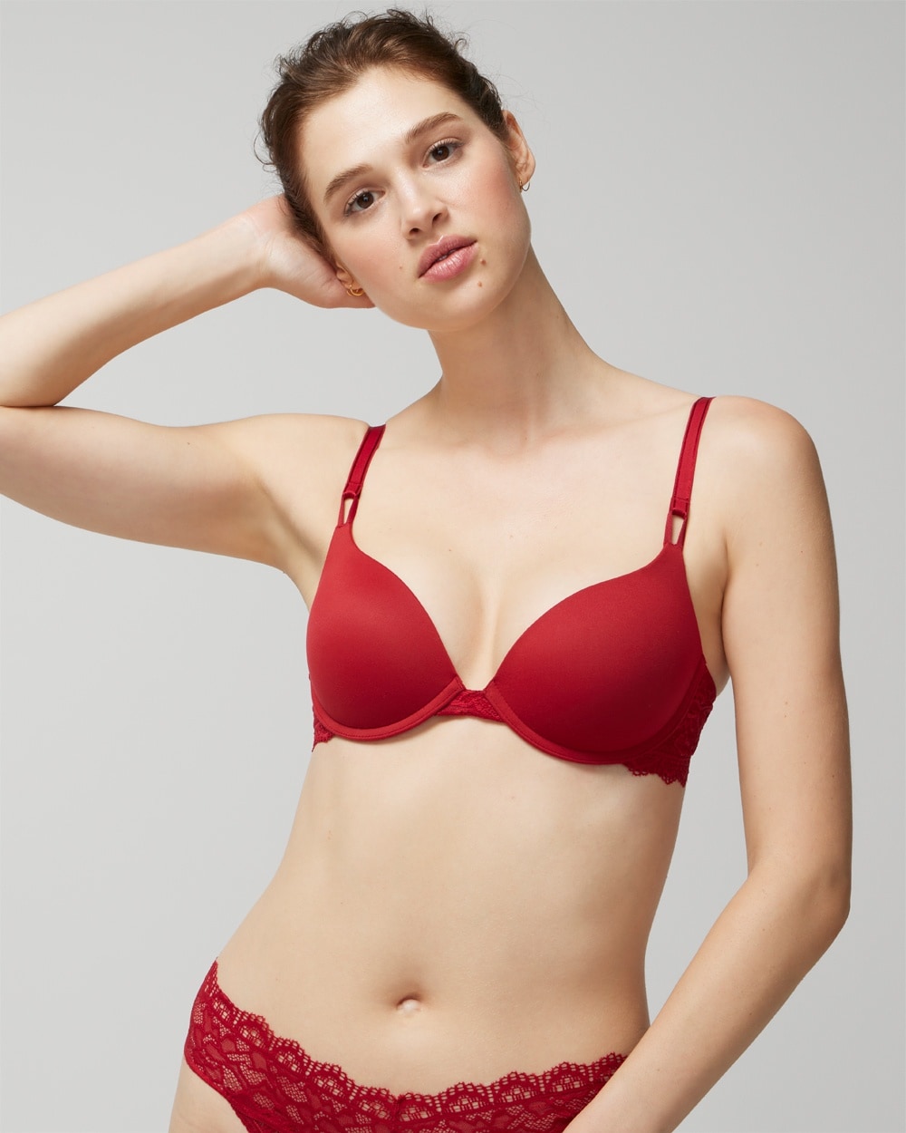 Soma Women's Embraceable Pushup Bra With Lace In Red Size 32a